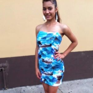Blue tropical dress